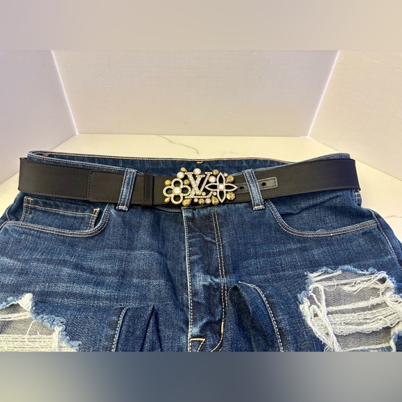 Louis Vuitton Black Satin Rhinestone Fleurs Runway Belt Limited/RARE 2010 COA - Picture 14 of 17